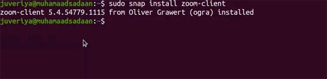 Install the Zoom application using the snap command